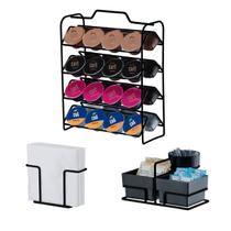 Kit Suporte 32 Cápsulas Dolce Gusto + Porta Guardanapos Sachês Preto Fosco - Future