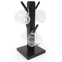 Kit Suporte 4 Xicaras Acrílico Cristal Café Espaço Cantinho