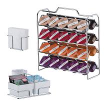 Kit Suporte 40 Cápsulas 3 Corações + Porta Guardanapos + Suporte Sachês - 1146 Cromado Future Kit Suporte 40 Cápsulas 3 Corações + Porta Guardanapos + Suporte Sachês - 1146 Cromado Future