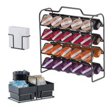 Kit Suporte 40 Cápsulas 3 Corações + Porta Guardanapos + Suporte Saches - 1146OX Onix Preto Future Kit Suporte 40 Cápsulas 3 Corações + Porta Guardanapos + Suporte Saches - 1146OX Onix Preto Future