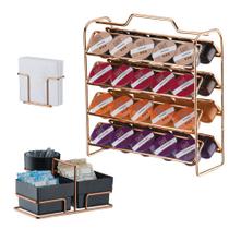 Kit Suporte 40 Cápsulas 3 Corações + Porta Guardanapos + Suporte Sachês - 1146RG Rose Gold Future Kit Suporte 40 Cápsulas 3 Corações + Porta Guardanapos + Suporte Sachês - 1146RG Rose Gold Future