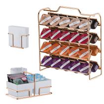Kit Suporte 40 Cápsulas 3 Corações + Porta Guardanapos + Suporte Sachês - 1146RG Rose Gold Future Kit Suporte 40 Cápsulas 3 Corações + Porta Guardanapos + Suporte Sachês - 1146RG Rose Gold Future