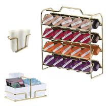 Kit Suporte 40 Cápsulas 3 Corações + Porta Sachês Guardanapos - Dourado - Future Kit Suporte 40 Cápsulas 3 Corações + Porta Sachês Guardanapos - Dourado - Future