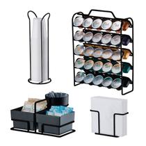 Kit Suporte 50 Cápsulas Nespresso Porta Copos Descartável Suporte Sachês Porta Guardanapos Preto Fosco - Future Kit Suporte 50 Cápsulas Nespresso Porta Copos Descartável Suporte Sachês Porta Guardanapos Preto Fosco - Future