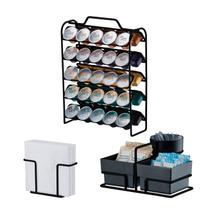 Kit Suporte 50 Cápsulas Nespresso Suporte Sachês Porta Guardanapos Preto Fosco - Future