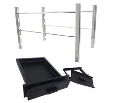 kit suporte 80cm c/ gaveta inox 430 p/ churrasqueiras preto