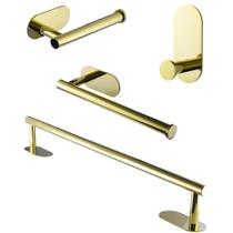 Kit Suporte Acessórios Banheiro Lavabo Aço Inox Dourado Gold Kit Suporte Acessórios Banheiro Lavabo Aço Inox Dourado Gold