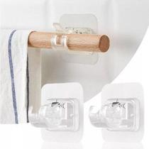 Kit Suporte Adesivo Sem Furo Varão Cortina Fixação Garra Até 5kg Reutilizável Azulejos Paredes Lisas Banheiro Cozinha