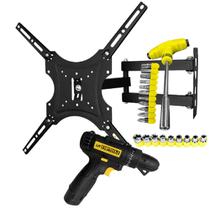 Kit Suporte Articulado para TV 14 a 55 Polegadas com Ferramentas 24 Peças Tipo T e Parafusadeira 12V Bivolt