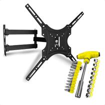Kit Suporte Articulado para TV 14 a 55 Polegadas LED Plasma com Jogo de Ferramentas Tipo T 24 Peças