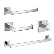 Kit Suporte Banheiro Luxo Inox 4 peças Yab Porta Toalha Porta Papel Gancho Cromado Jogo de Banheiro