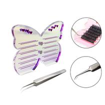 Kit Suporte Borboleta Imã + Pinça Chanfrada Extensão Cílios