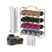 Kit Suporte Cápsulas Dolce Gusto + Porta Guardanapos Copos Sachês Preto Dourado - Future