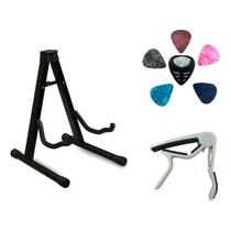 Kit Suporte Chão Violão+ Capo+6 Palhetas+ 1 Porta Palhetas Kit Suporte Chão Violão+ Capo+6 Palhetas+ 1 Porta Palhetas