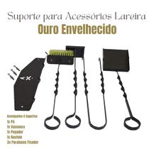 Kit Suporte com Acessorios Lareira Ouro Envelhecido Kit Suporte com Acessorios Lareira Ouro Envelhecido