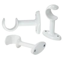 Kit Suporte Cortina Varão 28Mm Metal Resistente Branco, Pret