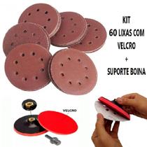 Kit Suporte De Boina para Lixa Aderente Pluma + 60 Lixas Sortidas Kit Suporte De Boina para Lixa Aderente Pluma + 60 Lixas Sortidas