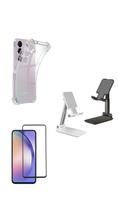 Kit Suporte de Mesa Samsung Galaxy A55 + Capa + Pelicula De Vidro 3D