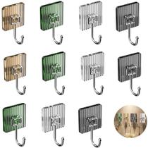 Kit Suporte de Parede Gancho Adesivo De Acrilico Metalico Luxo Transparente Cozinha Cabideiro -
