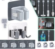 Kit Suporte de Vassouras Organizador Rodos Adesivo com 2x