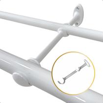 KIt Suporte Duplo Base Alongado 19.28 mm Varão Simples Cortina Cor Alumínio Instalação 1 até 6 Un