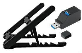Kit Suporte Ergonômico Para Notebook + Hub Usb 3.0