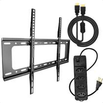 Kit Suporte Fixo de Parede para TV 40 a 80 Polegadas até 75kg com Cabo HDMI e Extensão 4 Tomadas On Off