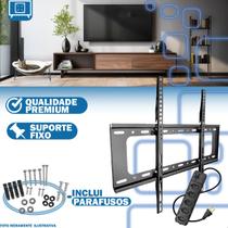 Kit Suporte Fixo para TV 40 a 80 Polegadas até 75kg com Extensão 5 Tomadas Liga Desliga