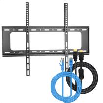 Kit Suporte Fixo Universal para TV 13 a 70 Polegadas com Cabo HDMI 1,5m e Cabo de Rede 3m Azul