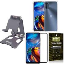 Kit Suporte Hrebos p/ Smartphone Mesa + Capinha Antishock + Película Vidro 3D - Armyshield