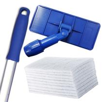 Kit Suporte Limpa Tudo + 10 Un Fibras Branca Para Vidros Porcelana Cristal + Cabo de Alumínio 1.4 Metros Ergonômico