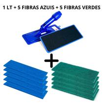 Kit Suporte Limpa Tudo LT + 5 Fibras Azuis + 5 Fibras Verdes - Poliart