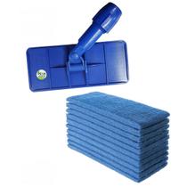 Kit Suporte Limpa Tudo LT Com Giro Junção Articulada + 10 Fibra Azul Para Parede Formica Inox Teflon - Star Clean Pró