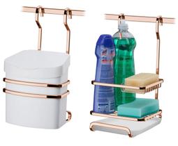 Kit Suporte Lixeira 2,5L + Porta Detergente Rose Gold Barra