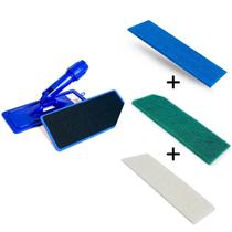 Kit Suporte LT Com Fixação Limpa Tudo + 1 Fibra Verde + 1 Fibra Branca + 1 Fibra Azul