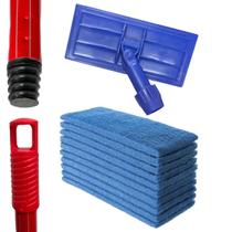 Kit SUPORTE LT Limpa Tudo + CABO METALICO 1,20 Metros / 120 cm Condor + 10 Fibras Azul Para Porcelana Cromados Vidros