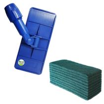 Kit Suporte LT Limpa Tudo Com Encaixe + 10 Unidades Fibras Verde Para Uso Geral / Multiuso Para Pisos Paredes Louças - Star Clean Pró