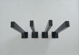 Kit Suporte Mão Francesa Reforçado 50 Cm para Bancada, Balcão e Pia com 4 Peças na Cor Preta