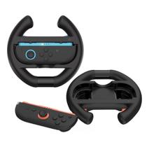 Kit Suporte Mão Par de Controle Volante Grip Preto para JoyCon Nintendo Switch 2 Corrida Ergonômico