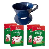 Kit Suporte Melitta AZUL 100 + 4 caixas filtro Melitta 100 Kit Suporte Melitta AZUL 100 + 4 caixas filtro Melitta 100