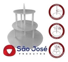 Kit Suporte Para Bolo Redondo De 3 Andares Tipo Banquinho