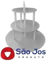 Kit Suporte Para Bolo Redondo De 3 Andares Tipo Banquinho