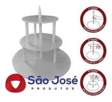 Kit Suporte Para Bolo Redondo De 3 Andares Tipo Banquinho - Sao Jose