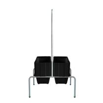 KIT - Suporte para cestos de compras Duplo + 20 cestos D100 Preto supermercado, mercearia