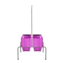 KIT - Suporte para cestos de compras Duplo + 20 cestos D100 Rosa supermercado, mercearia