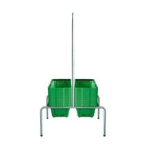KIT - Suporte para cestos de compras Duplo + 20 cestos D100 Verde supermercado, mercearia