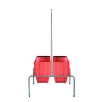 KIT - Suporte para cestos de compras Duplo + 20 cestos D100 Vermelho supermercado, mercearia