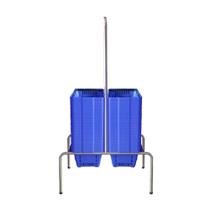 KIT - Suporte para cestos de compras Duplo + 40 cestos D100 Azul supermercado, mercearia