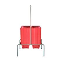 KIT - Suporte para cestos de compras Duplo + 40 cestos D100 Vermelho supermercado, mercearia