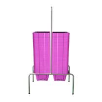 KIT - Suporte para cestos de compras Duplo + 60 cestos D100 Rosa supermercado, mercearia